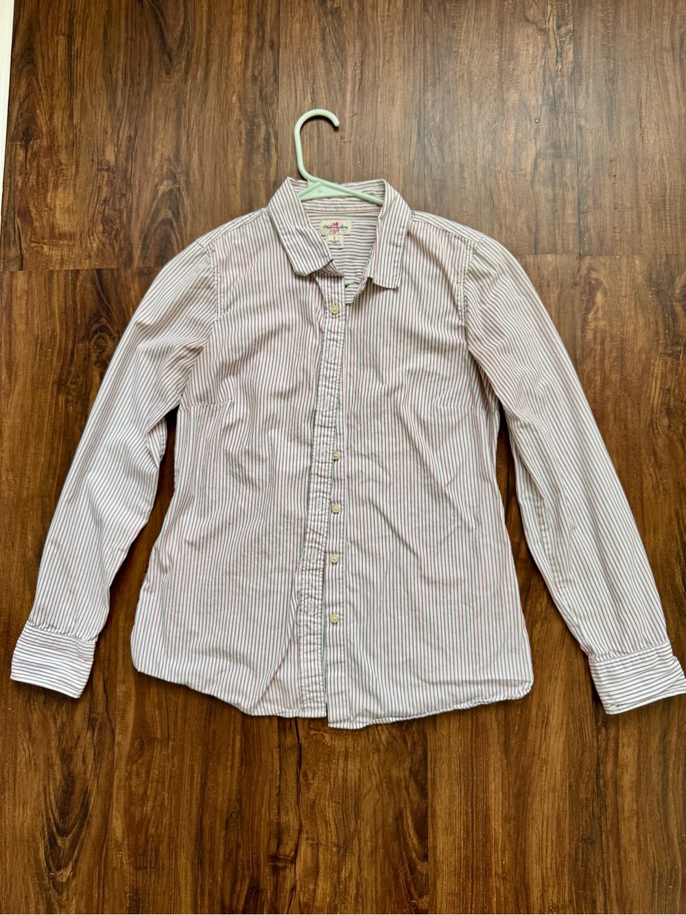 J. Crew Women’s Pink, Black, and White Striped Button-Down Shirt, Size Small